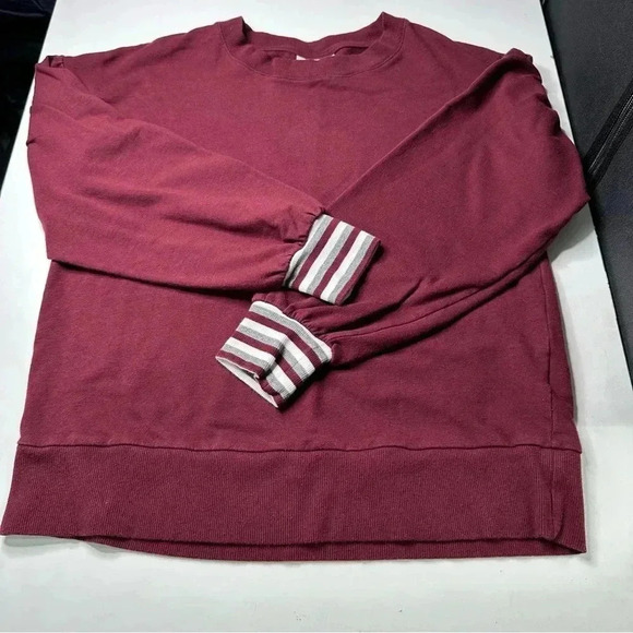 Maison Jules Womens Pullover Tee Top Medium Wine Maroon Long Sleeved Crewneck - Picture 3 of 7